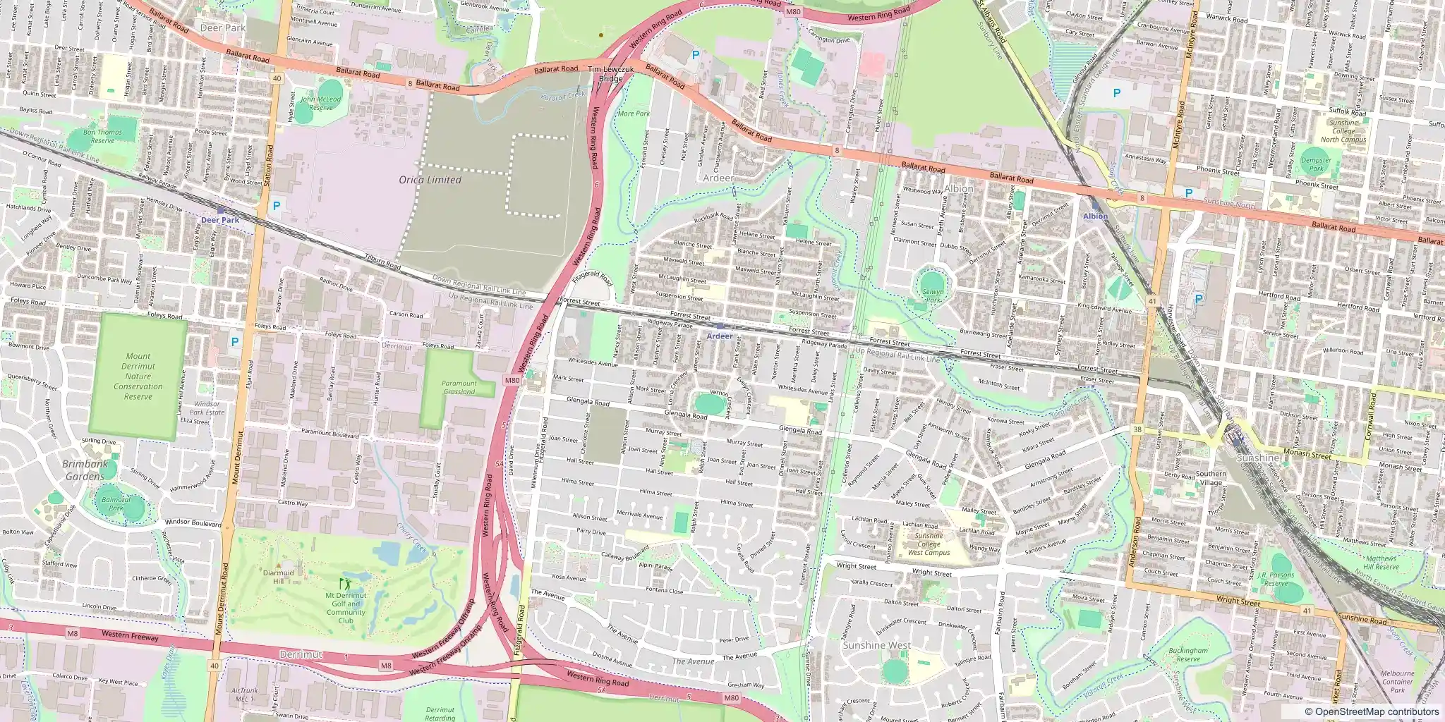 Street map of Ardeer, Melbourne