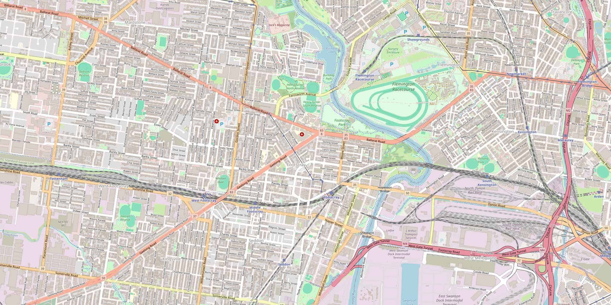 Street map of Footscray, serviced by Modernize Solutions
