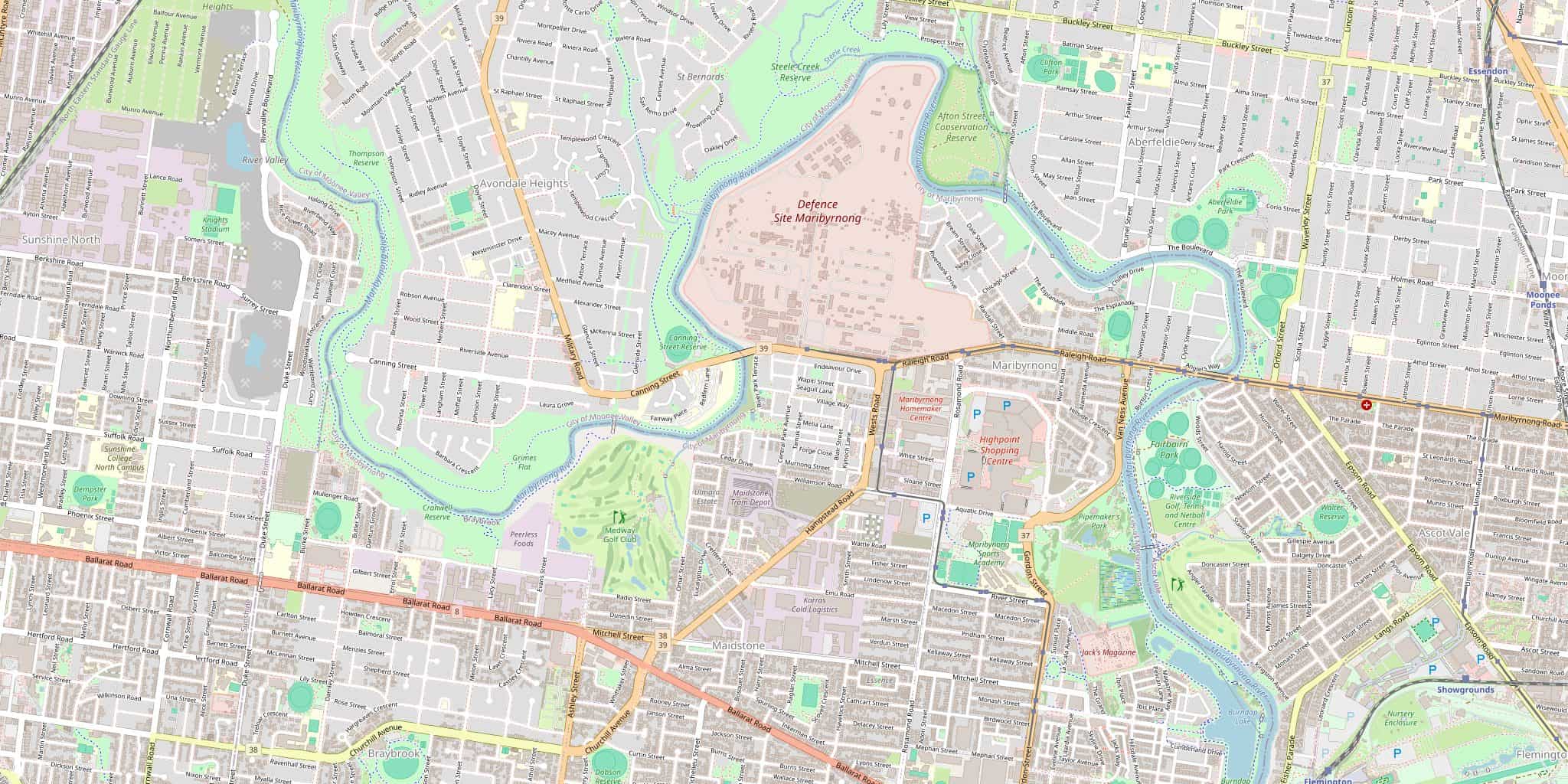 Street map of Maribyrnong, serviced by Modernize Solutions