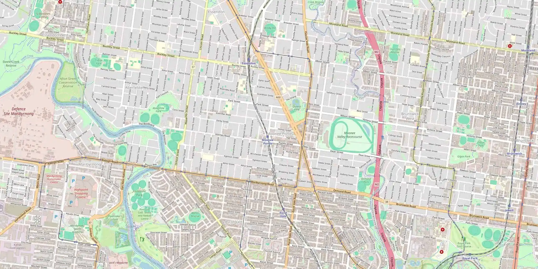 Street map of Moonee Ponds, serviced by Modernize Solutions
