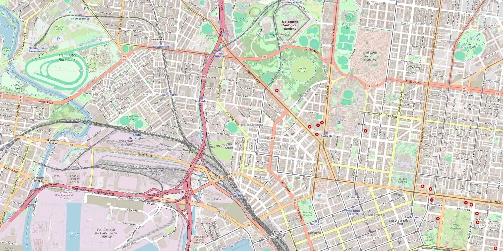 Street map of North Melbourne, serviced by Modernize Solutions
