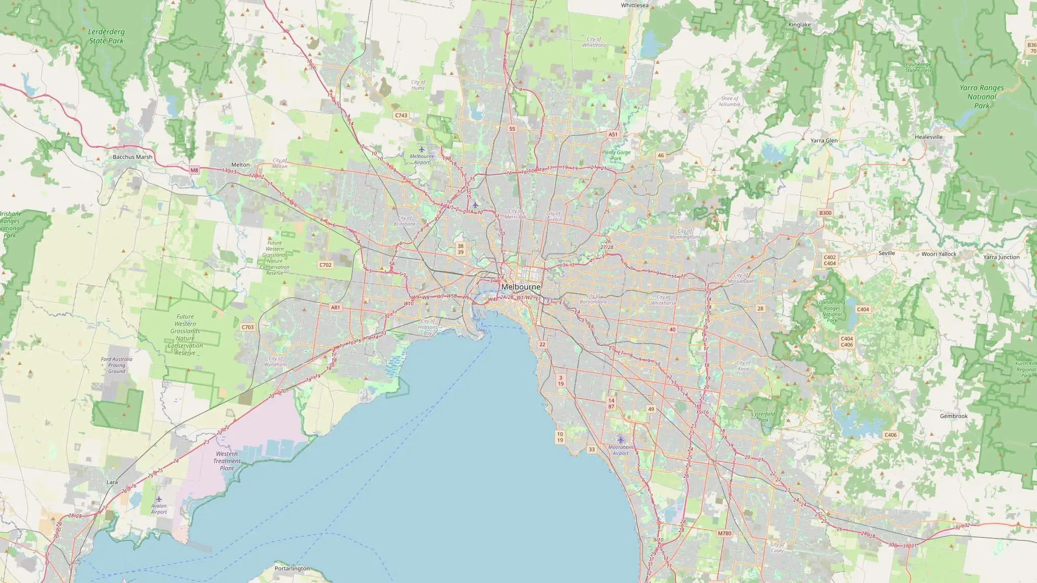 Map of Melbourne showing the areas serviced by Modernize Solutions