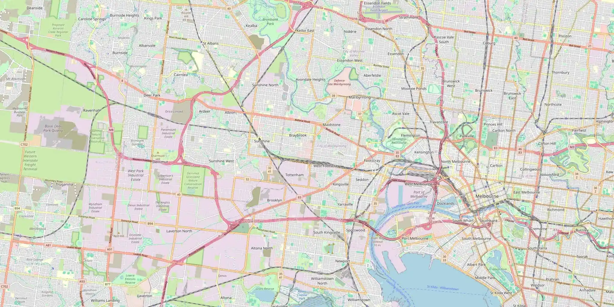 Map of Melbourne's western suburbs, serviced by Modernize Solutions