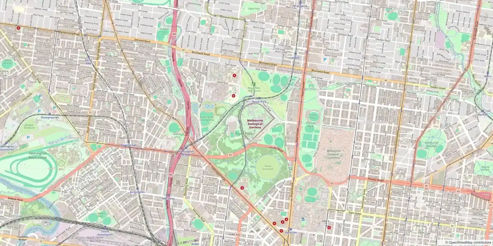 Street map of Parkville, Melbourne