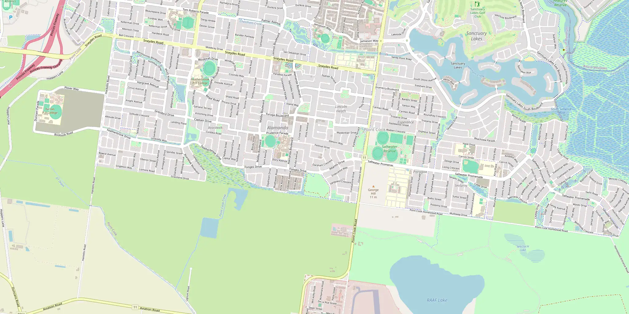 Street map of Point Cook, serviced by Modernize Solutions