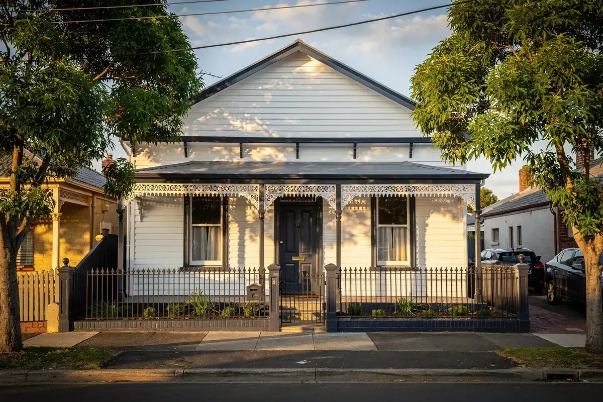 Repainted Victorian weatherboard verandah