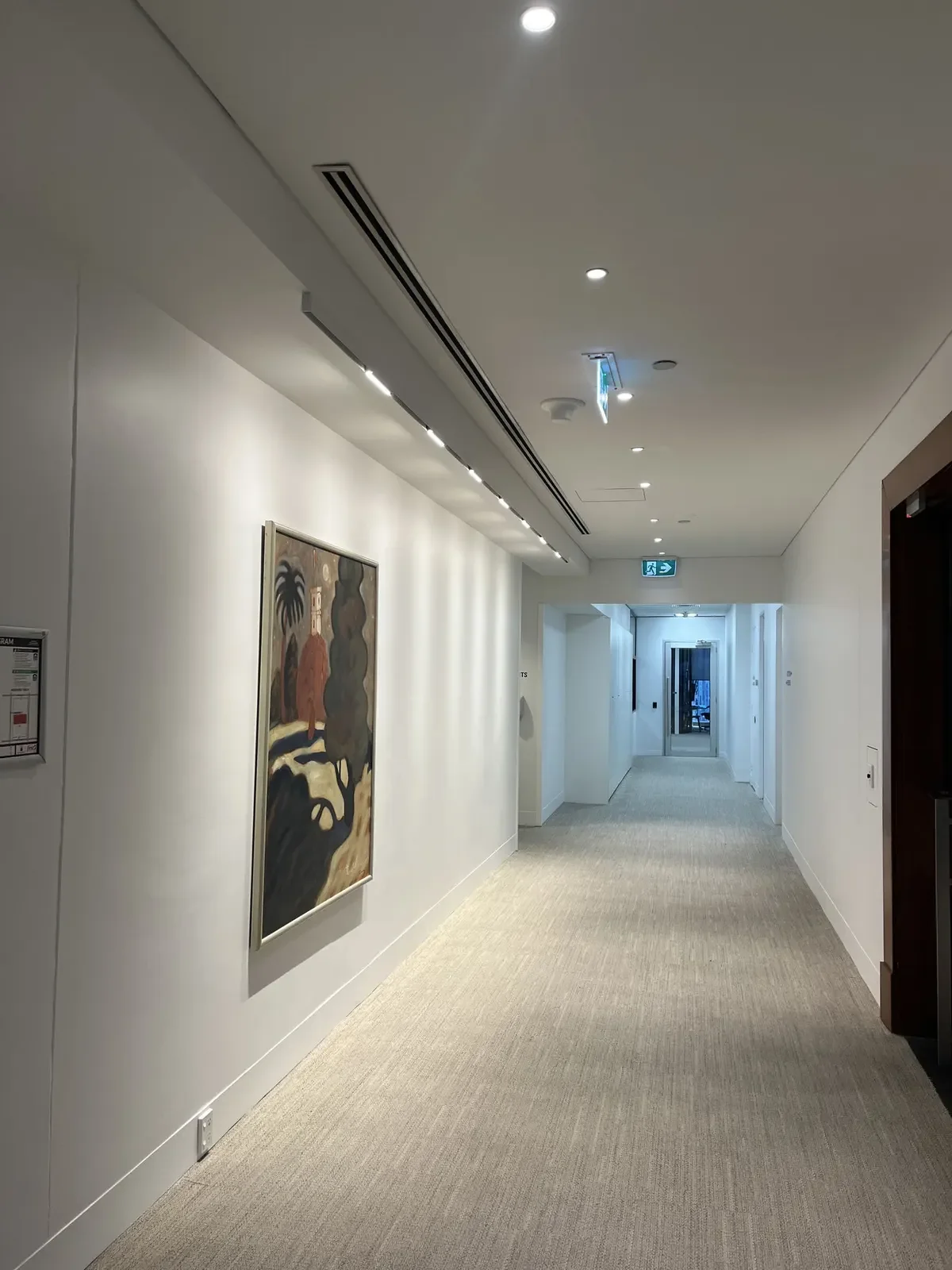 Freshly painted office corridor with white walls, commercial painting across Braybrook and the western suburbs