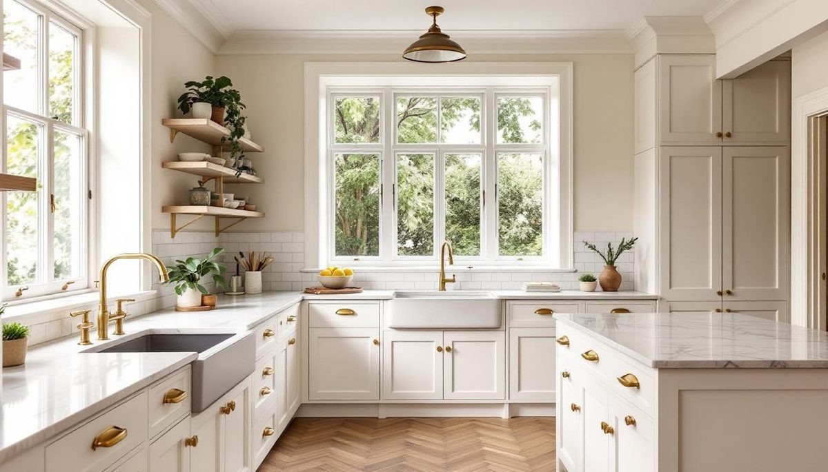 Freshly painted Edwardian kitchen in Melbourne with modern paint finish on heritage surfaces