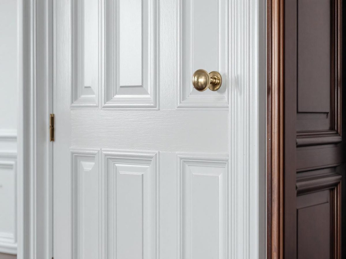 Close-up of professionally painted front door in Essendon Melbourne showing clean edges and quality finish