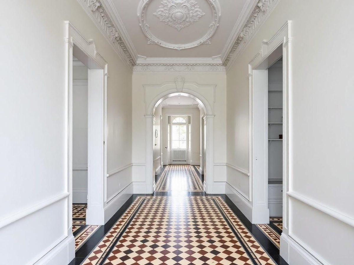 Freshly painted hallway in Essendon home with clean walls and bright white ceiling