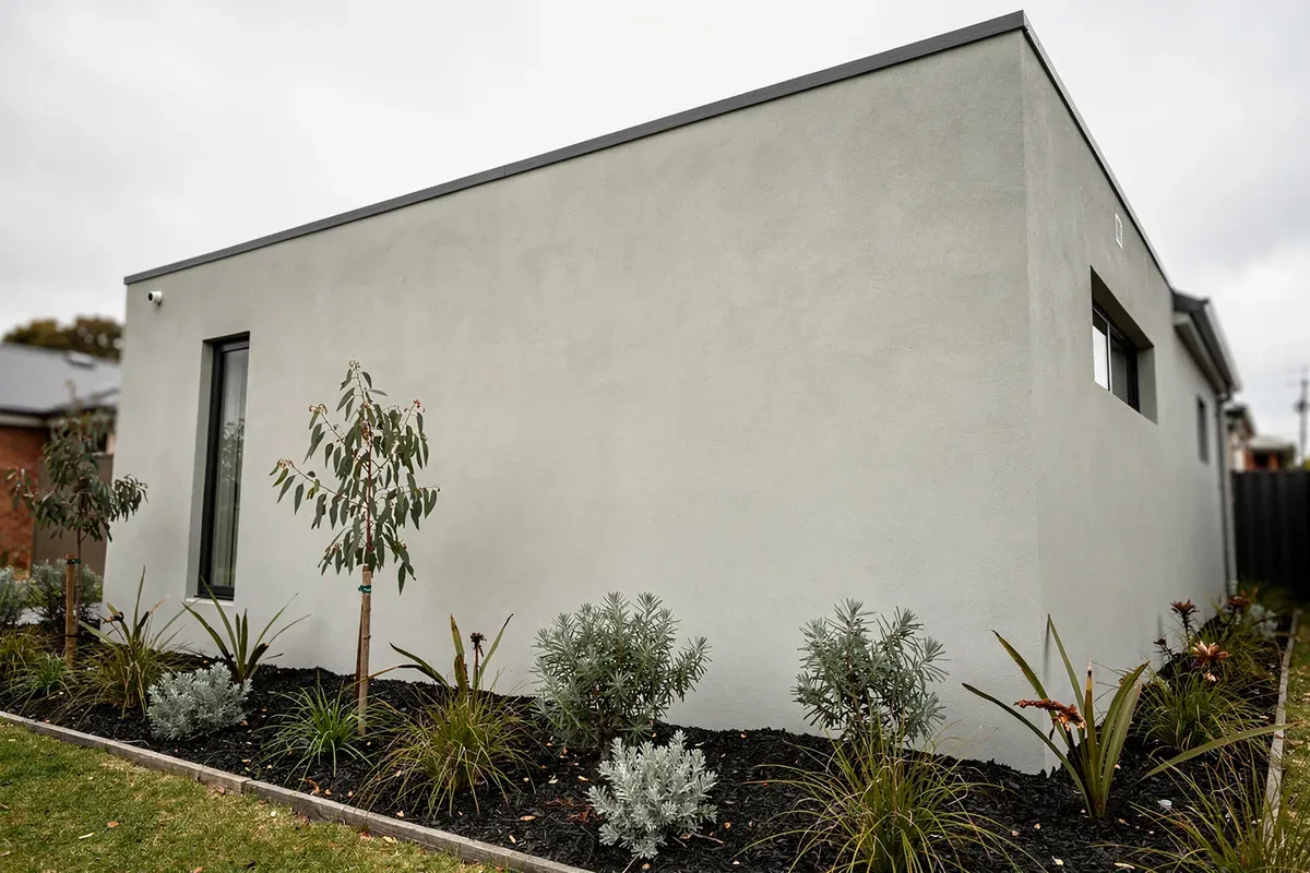 Freshly rendered exterior wall in Melbourne