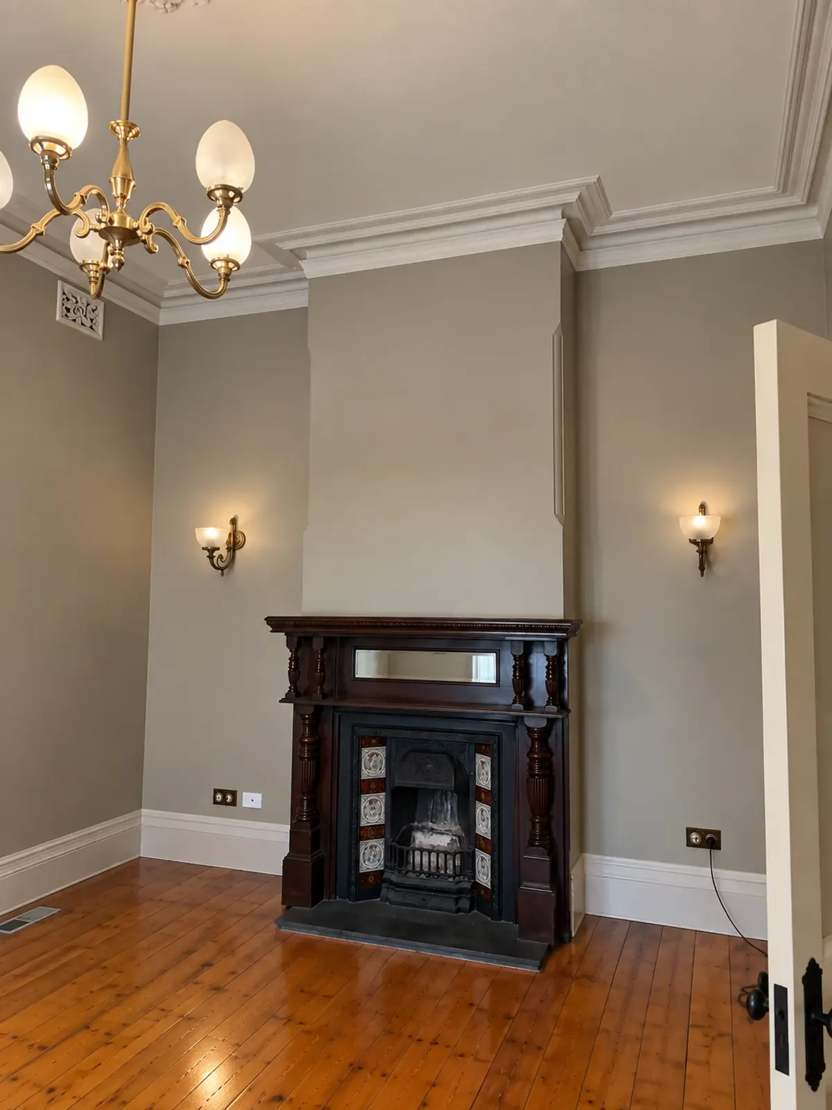 Victorian era room with a marble fireplace, freshly painted walls and trim, renovation painting across Braybrook and the western suburbs