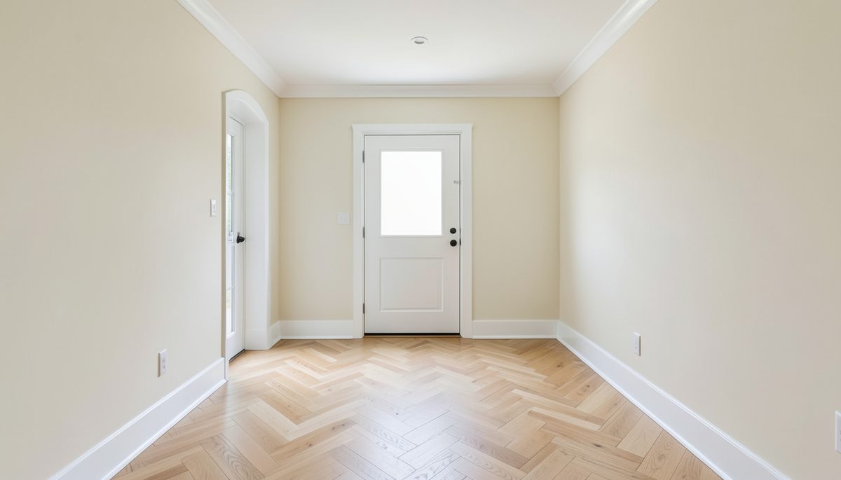 Freshly painted South Melbourne home entry with crisp white trim and detailed finishing