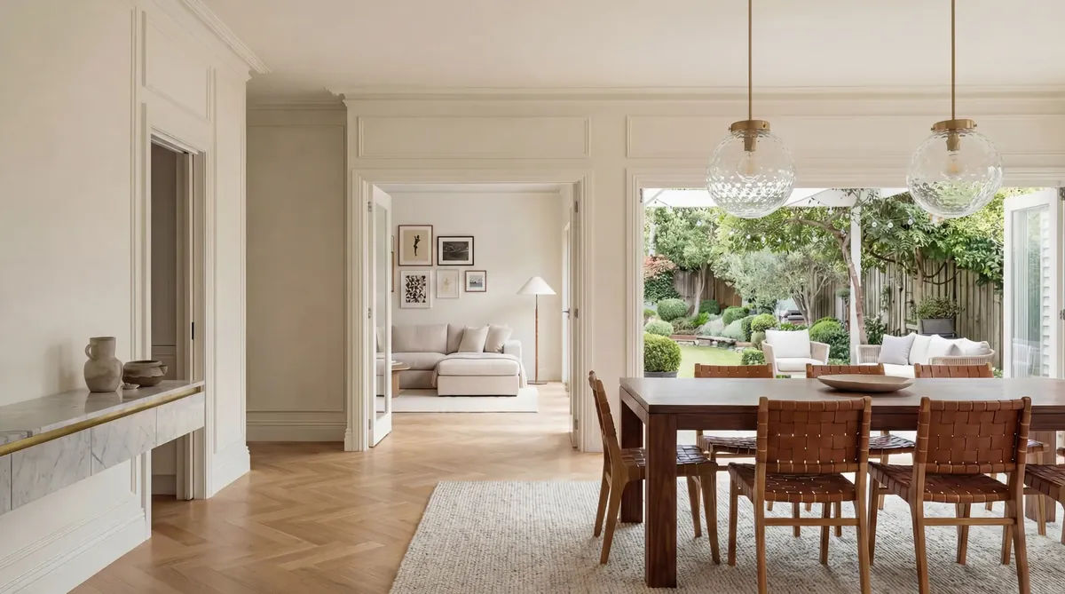 Freshly painted heritage dining room by residential painters in Melbourne