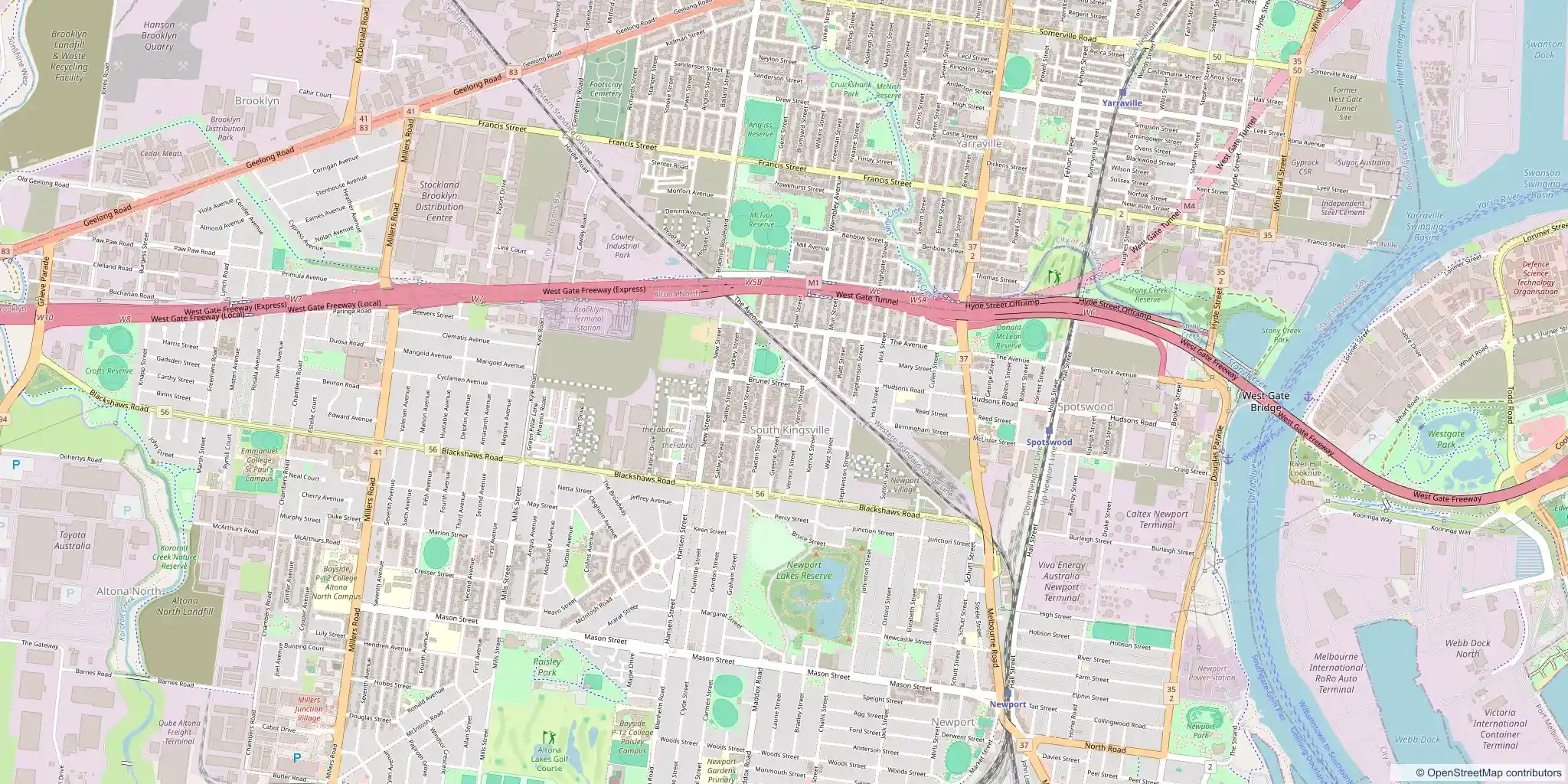 Street map of South Kingsville, Melbourne