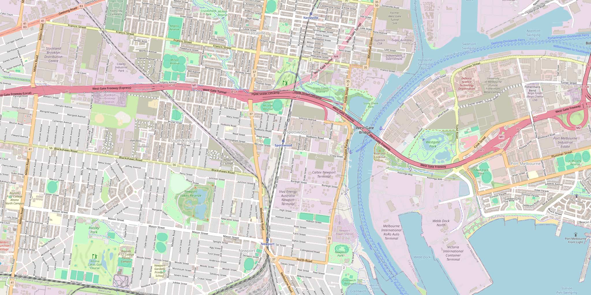 Street map of Spotswood, serviced by Modernize Solutions