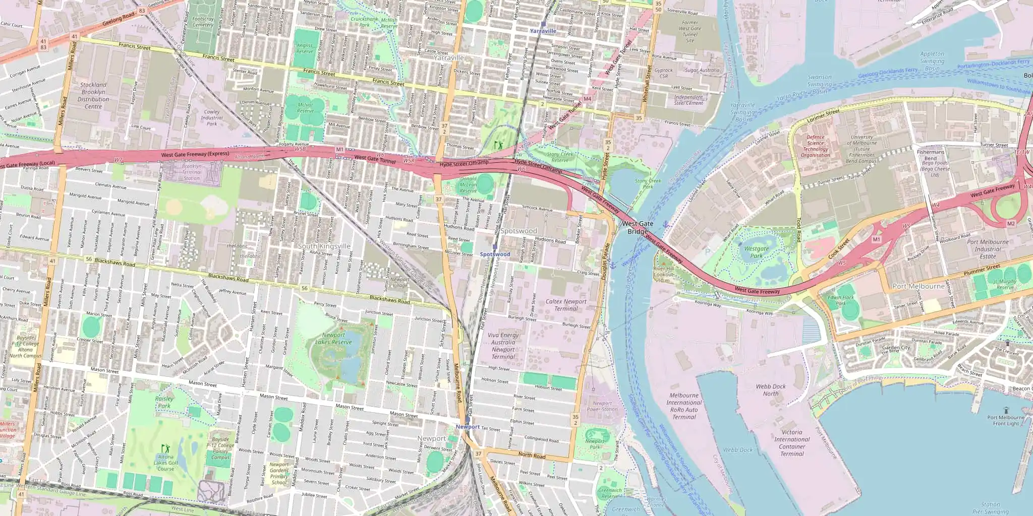 Street map of Spotswood, serviced by Modernize Solutions