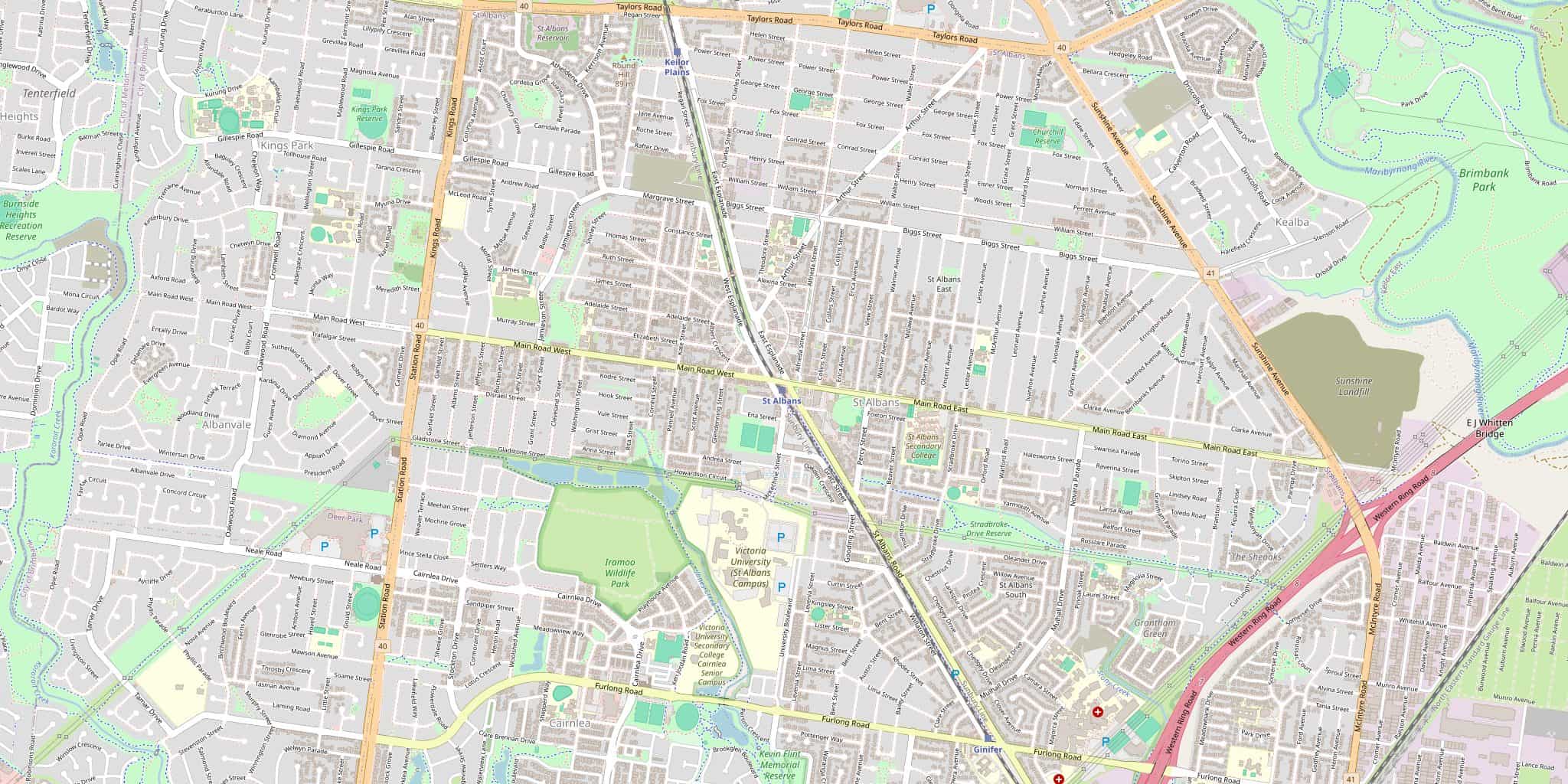 Street map of St Albans, serviced by Modernize Solutions