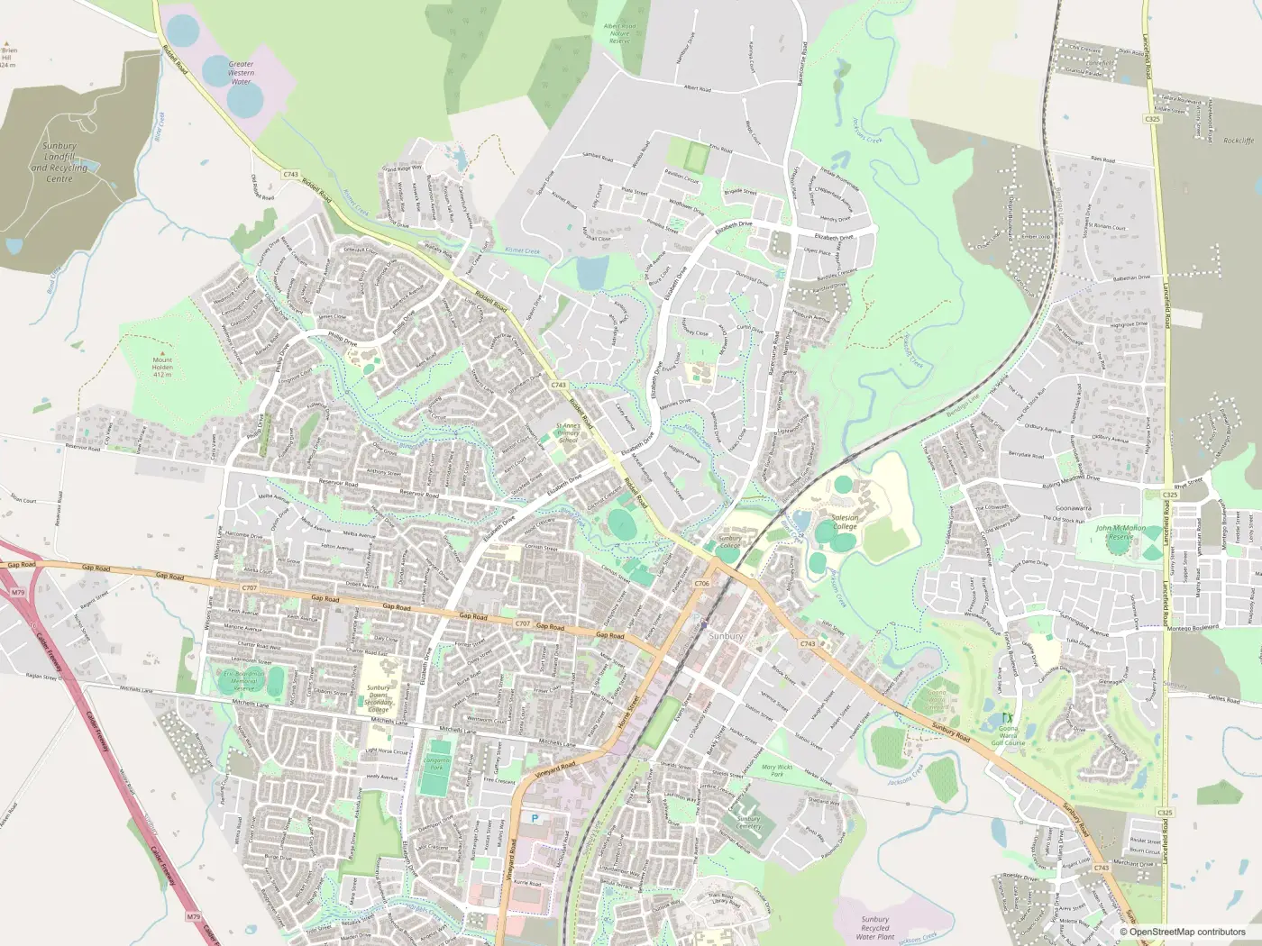 Street map of Sunbury, serviced by Modernize Solutions