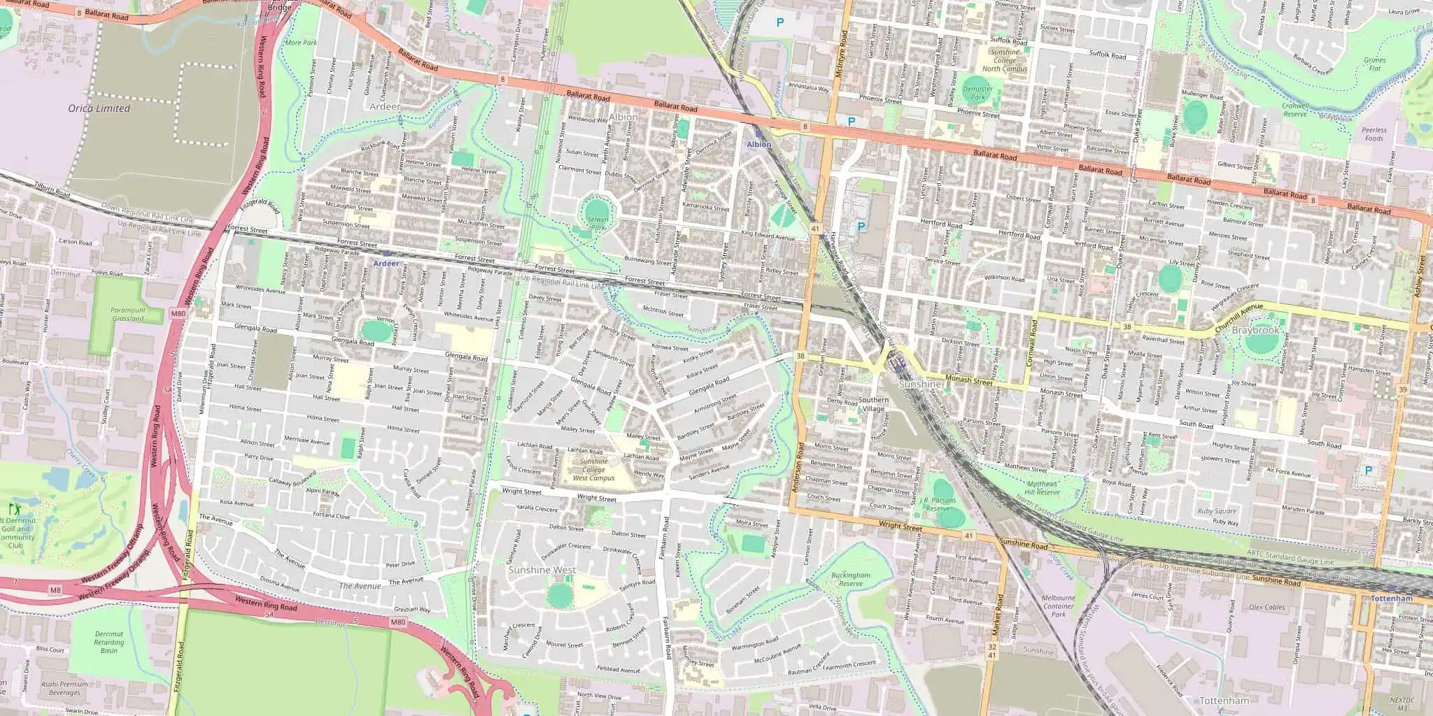 Street map of Sunshine, serviced by Modernize Solutions