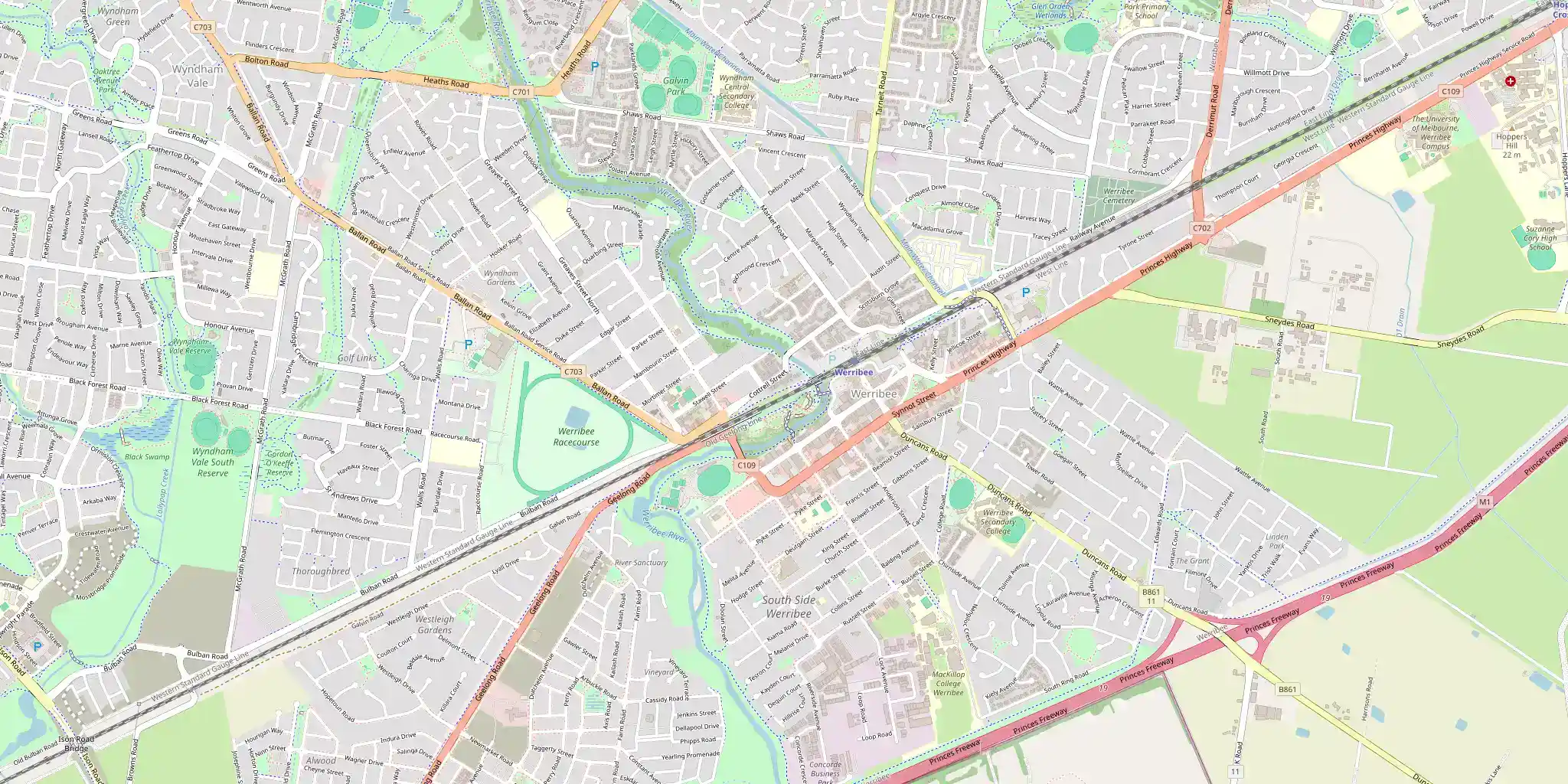 Street map of Werribee, serviced by Modernize Solutions