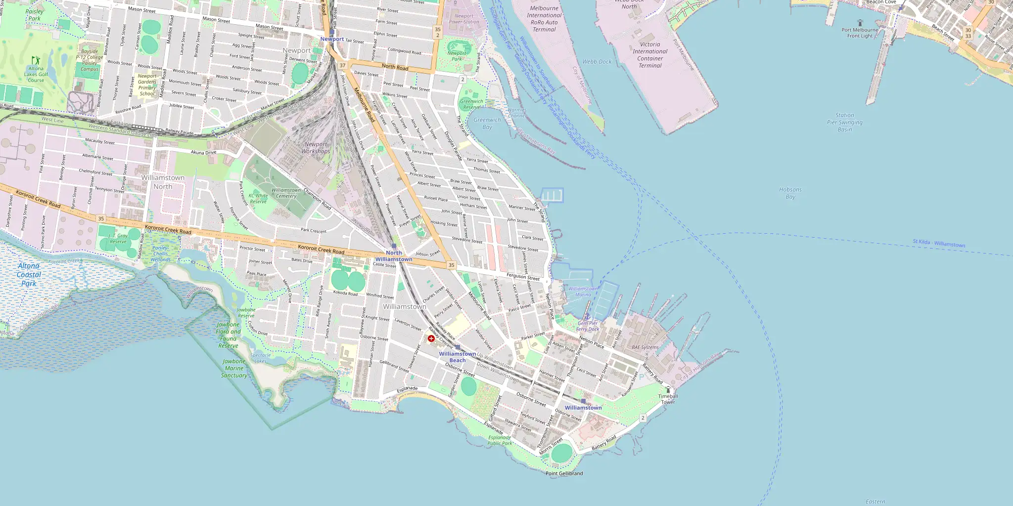 Street map of Williamstown, serviced by Modernize Solutions