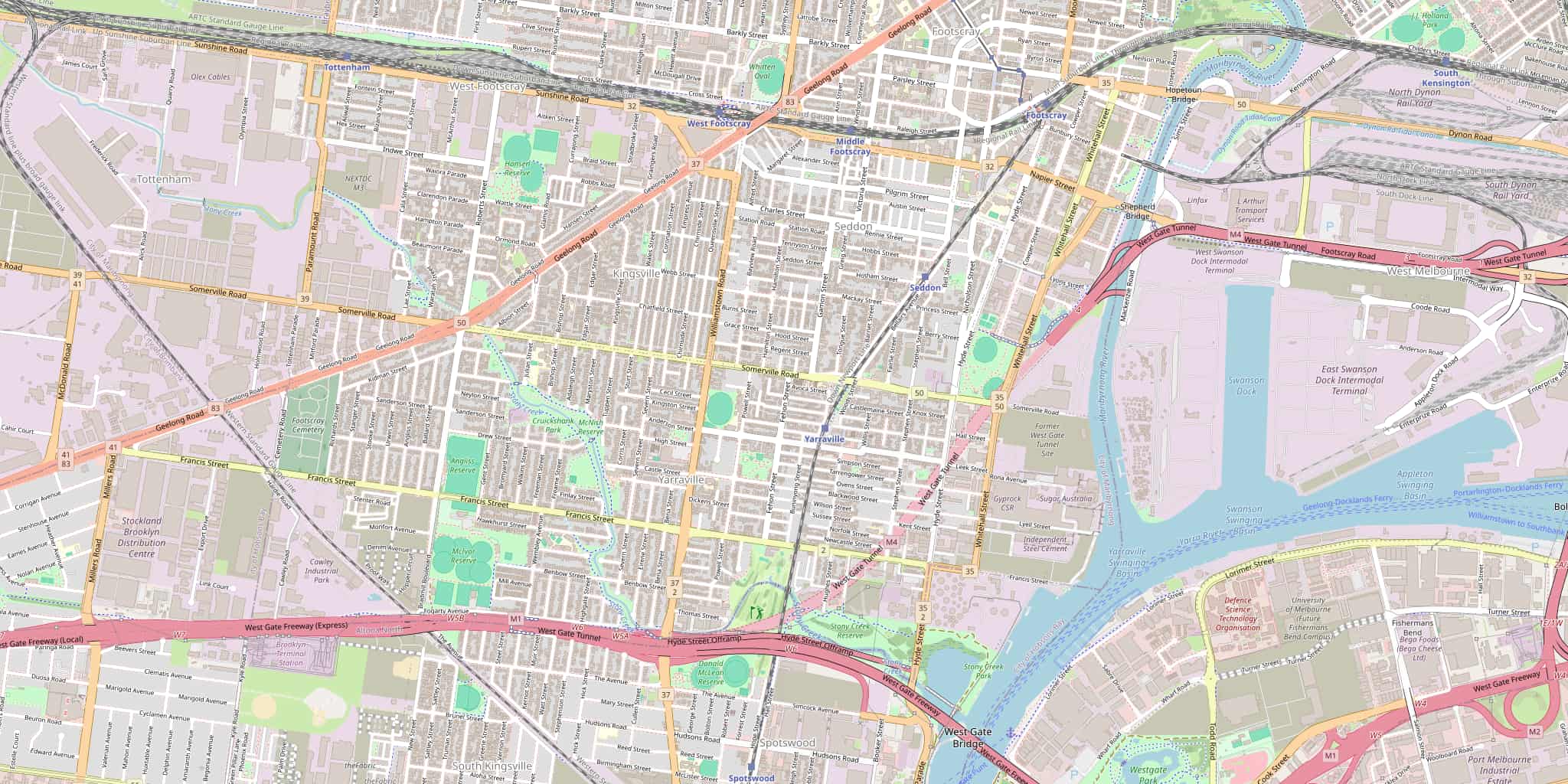 Street map of Yarraville, serviced by Modernize Solutions