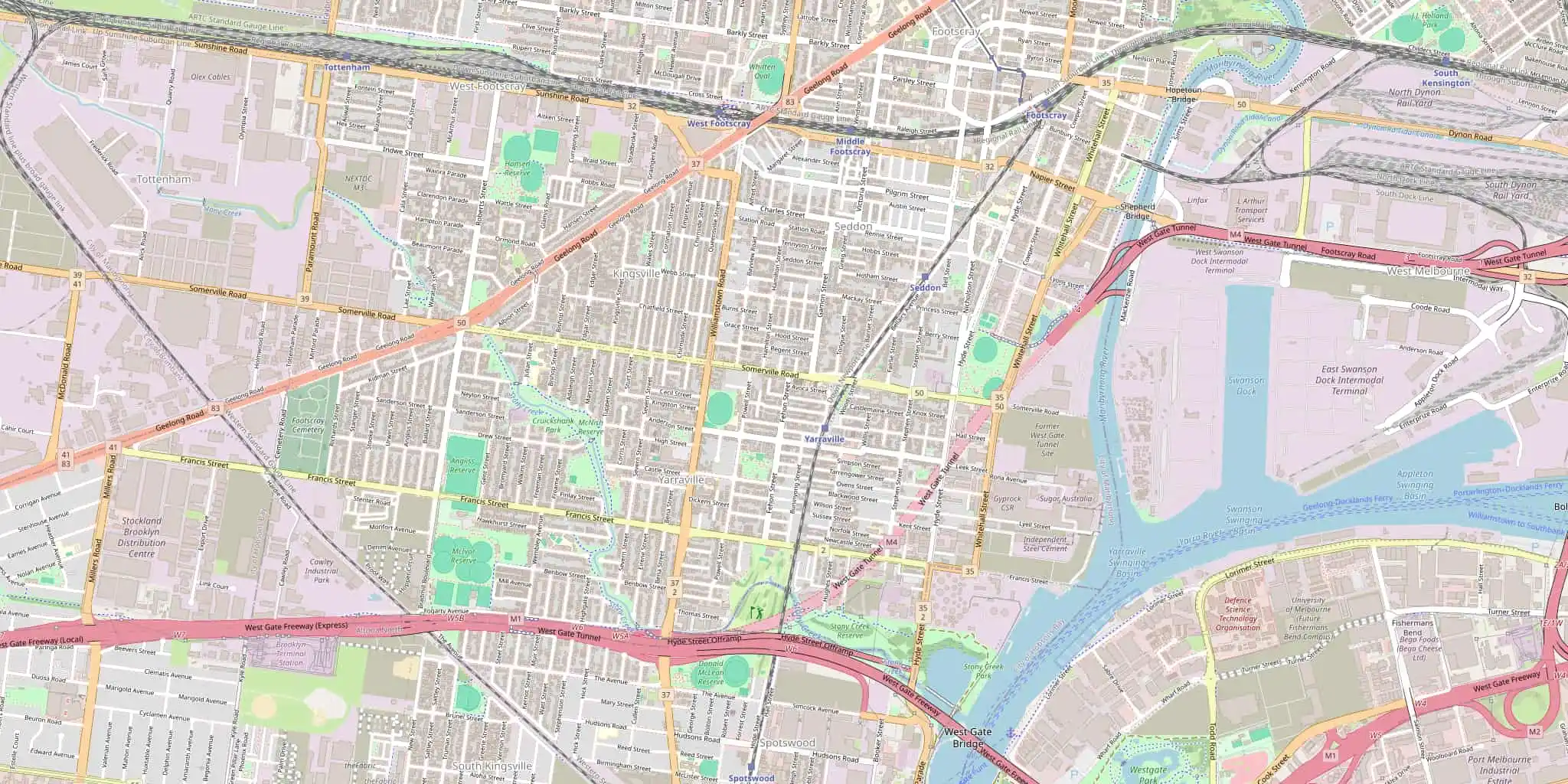 Street map of Yarraville, serviced by Modernize Solutions